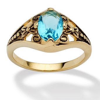 PalmBeach Jewelry Simulated Birthstone Gold-Plated Filigree Ring