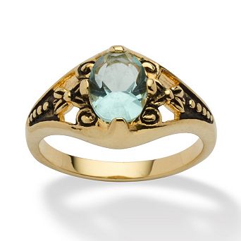 PalmBeach Jewelry Simulated Birthstone Gold-Plated Filigree Ring