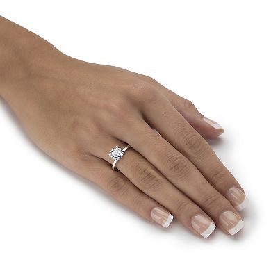 PalmBeach Jewelry 1.85 Cttw. Created White Sapphire Platinum-plated Silver Engagement Ring