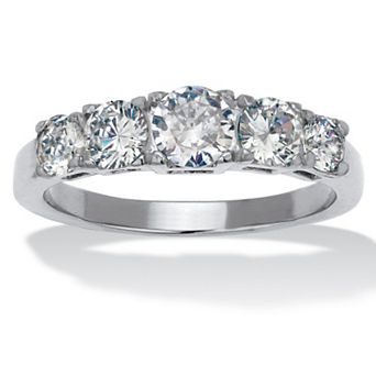 PalmBeach Jewelry 1.46 TCW Round Cubic Zirconia Stainless Steel Anniversary Ring