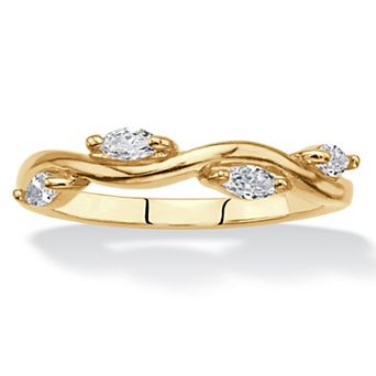 PalmBeach Jewelry .40 ct w. 18k Gold-Plated Marquise-Cut Cubic Zirconia Vine Ring