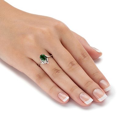 PalmBeach Jewelry Simulated Birthstone and Crystal Silvertone Ring