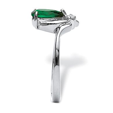 PalmBeach Jewelry Simulated Birthstone and Crystal Silvertone Ring