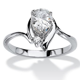 PalmBeach Jewelry Simulated Birthstone and Crystal Silvertone Ring