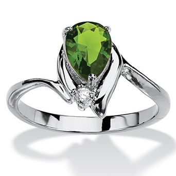 PalmBeach Jewelry Simulated Birthstone and Crystal Silvertone Ring