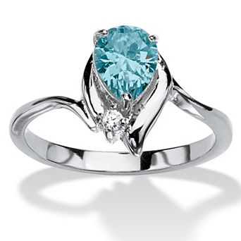 PalmBeach Jewelry Simulated Birthstone and Crystal Silvertone Ring