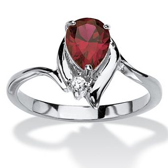PalmBeach Jewelry Simulated Birthstone and Crystal Silvertone Ring