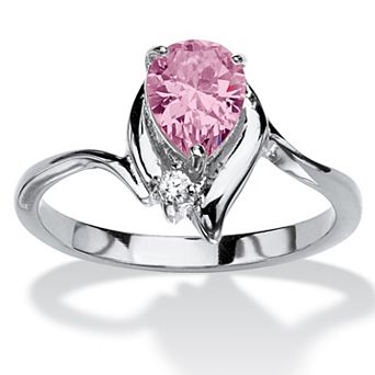 PalmBeach Jewelry Simulated Birthstone and Crystal Silvertone Ring