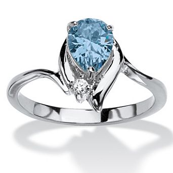 PalmBeach Jewelry Simulated Birthstone and Crystal Silvertone Ring