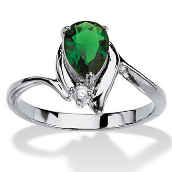 PalmBeach Jewelry Simulated Birthstone and Crystal Silvertone Ring