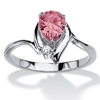 PalmBeach Jewelry Simulated Birthstone and Crystal Silvertone Ring