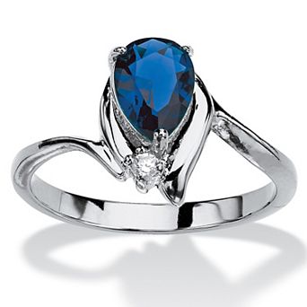 PalmBeach Jewelry Simulated Birthstone and Crystal Silvertone Ring