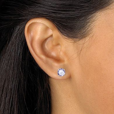 PalmBeach Jewelry Round Simulated Birthstone Platinum-Plated Silver Solitaire Set