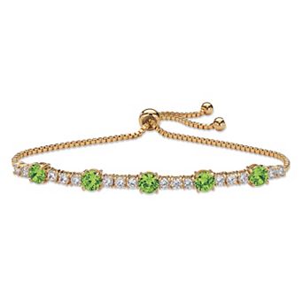 PalmBeach Jewelry Gold-Plated Simulated Birthstone and CZ Bolo Bracelet