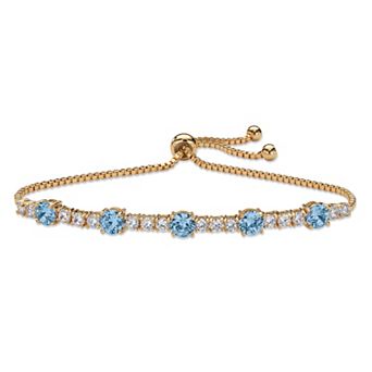 PalmBeach Jewelry Gold-Plated Simulated Birthstone and CZ Bolo Bracelet