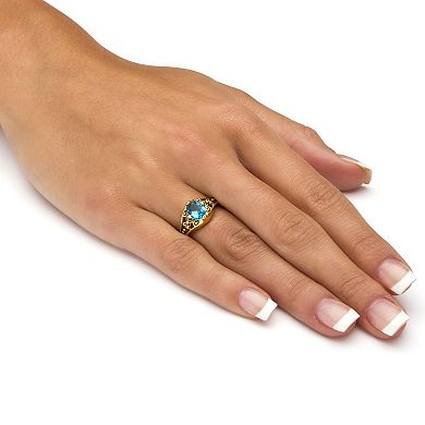 PalmBeach Jewelry Simulated Birthstone Gold-Plated Filigree Ring