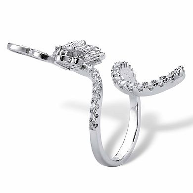 PalmBeach Jewelry 1.07 Cttw. Platinum-Plated Pear-Cut Cubic Zirconia Butterfly Wraparound Ring