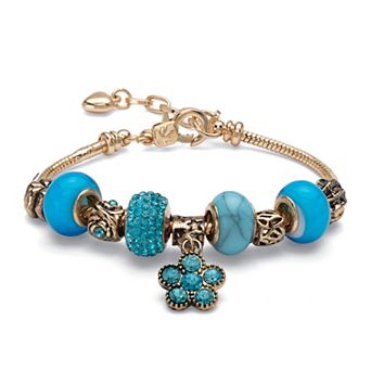 PalmBeach Jewelry Simulated Birthstone Goldtone Bali-Style Bracelet 8" with 2" Extender