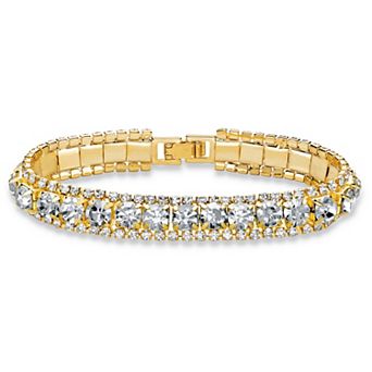 PalmBeach Jewelry Goldtone Simulated Birthstone and Crystal Bracelet 7"