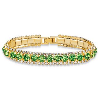 PalmBeach Jewelry Goldtone Simulated Birthstone and Crystal Bracelet 7"