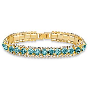 PalmBeach Jewelry Goldtone Simulated Birthstone and Crystal Bracelet 7"