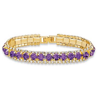 PalmBeach Jewelry Goldtone Simulated Birthstone and Crystal Bracelet 7"