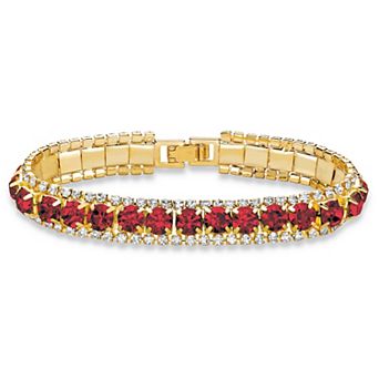 PalmBeach Jewelry Goldtone Simulated Birthstone and Crystal Bracelet 7"