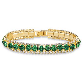 PalmBeach Jewelry Goldtone Simulated Birthstone and Crystal Bracelet 7"