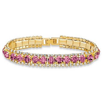 PalmBeach Jewelry Goldtone Simulated Birthstone and Crystal Bracelet 7"