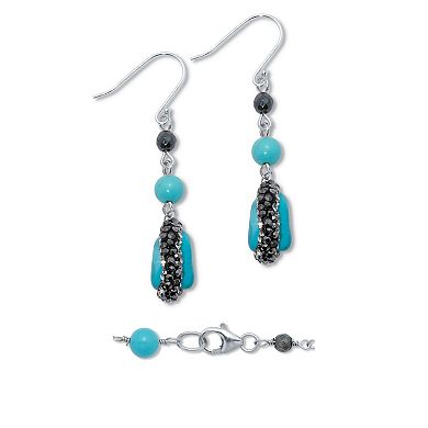 PalmBeach Jewelry Genuine and Simulated Turquoise Silvertone Necklace Set 36-inch