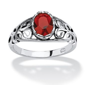 PalmBeach Jewelry Simulated Birthstone Sterling Silver Ring