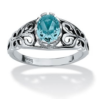 PalmBeach Jewelry Simulated Birthstone Sterling Silver Ring