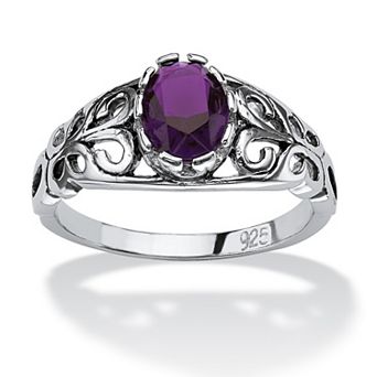 PalmBeach Jewelry Simulated Birthstone Sterling Silver Ring