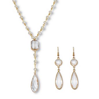 PalmBeach Jewelry Crystal Goldtone Vintage-Inspired Necklace and Earring Set