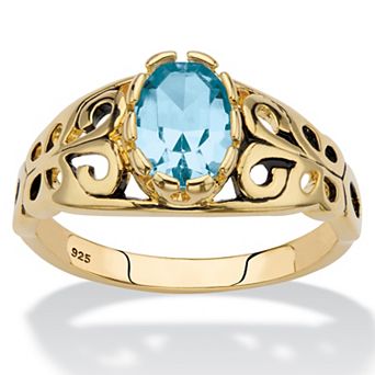 PalmBeach Jewelry Simulated Birthstone Gold-Plated Sterling Silver Filigree Ring