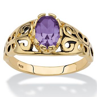 PalmBeach Jewelry Simulated Birthstone Gold-Plated Sterling Silver Filigree Ring