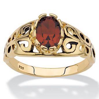 PalmBeach Jewelry Simulated Birthstone Gold-Plated Sterling Silver Filigree Ring