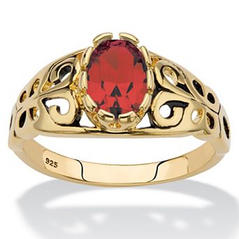 PalmBeach Jewelry Simulated Birthstone Gold-Plated Sterling Silver Filigree Ring
