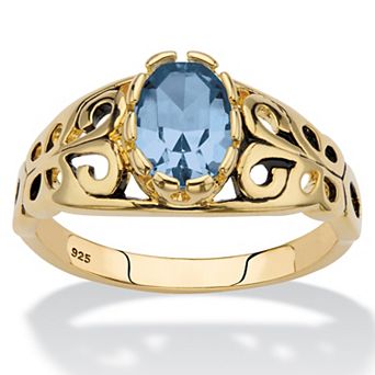 PalmBeach Jewelry Simulated Birthstone Gold-Plated Sterling Silver Filigree Ring