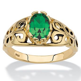 PalmBeach Jewelry Simulated Birthstone Gold-Plated Sterling Silver Filigree Ring