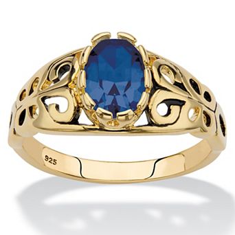 PalmBeach Jewelry Simulated Birthstone Gold-Plated Sterling Silver Filigree Ring