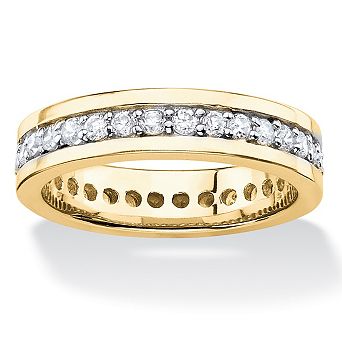 PalmBeach Jewelry .80 ct w. Yellow Gold-Plated Round Cubic Zirconia Channel-Set Eternity Band