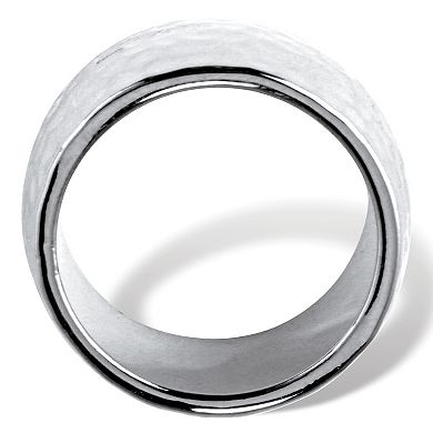 PalmBeach Jewelry Silvertone Hammered Wide Band Ring 11 mm