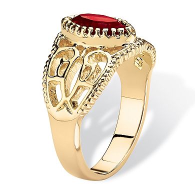 PalmBeach Jewelry Simulated Birthstone Gold-Plated Filigree Ring