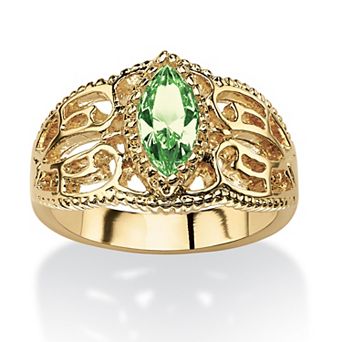 PalmBeach Jewelry Simulated Birthstone Gold-Plated Filigree Ring
