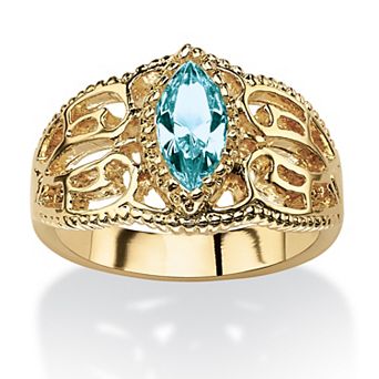 PalmBeach Jewelry Simulated Birthstone Gold-Plated Filigree Ring