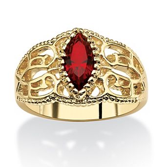 PalmBeach Jewelry Simulated Birthstone Gold-Plated Filigree Ring