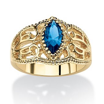 PalmBeach Jewelry Simulated Birthstone Gold-Plated Filigree Ring