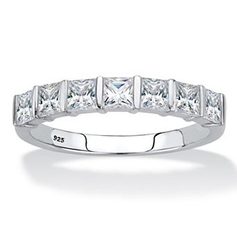 PalmBeach Jewelry 1.12 ct w. Princess-Cut Cubic Zirconia Platinum-plated Sterling Silver Ring