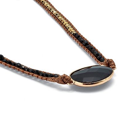 PalmBeach Jewelry Natural Black Onyx Goldtone Wrap Bracelet 36-inch adjustable